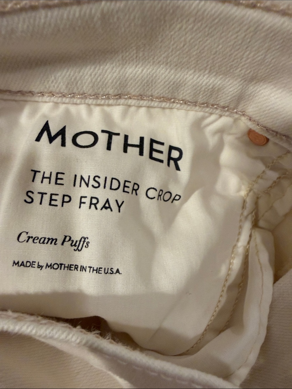 MOTHER Insider Crop Step Fray Jeans in Cream Puffs